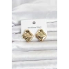 316L Çelik Gold Renk Plaka Model Kadın Küpe 5886