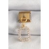 316L Çelik Gold Renk Sallantı Kare Zirkon Taşlı Nomination Charm - TJ-BC1350