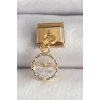 316L Çelik Gold Renk Sallantı Zirkon Taşlı Balina Model Nomination Charm 5886