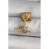 316L Çelik Gold Renk Sallantı Zirkon Taşlı Göz Model Nomination Charm 5886