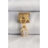 316L Çelik Gold Renk Sallantı Zirkon Taşlı Kare Model Nomination Charm 5886