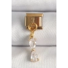 316L Çelik Gold Renk Sallantı Zirkon Taşlı Kurdele Model Nomination Charm 5886
