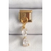 316L Çelik Gold Renk Sallantı Zirkon Taşlı Kurdele Model Nomination Charm - TJ-BC1351
