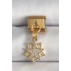 316L Çelik Gold Renk Sallantı Zirkon Taşlı Yıldız Model Nomination Charm 5886