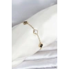 316L Çelik Gold Renk Siyah Beyaz Baby Yonca Model Kadın Bileklik