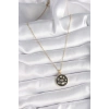 316L Çelik Gold Renk Siyah Şans Kolyesi - TJ-BKO9547