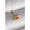 316L Çelik Gold Renk Turuncu Zirkon Taşlı Tragus Piercing 5886