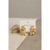 316L Çelik Gold Renk Vintage 3D Dalgalı Model Küpe