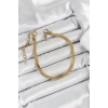 316L Çelik Gold Renk Yassı Zincir Model Kadın Bileklik - TJ-BB7086