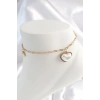 316L Çelik Gold Renk Zincir Model 3D İnci Kalp Model Kadın HalHal 5886