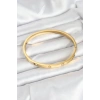 316L Çelik Gold Renk Zirkon Taşlı 65 mm Kadın Kelepçe Bileklik 5886