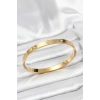 316L Çelik Gold Renk Zirkon Taşlı 65 mm Kadın Kelepçe Bileklik - TJ-BB7911