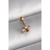 316L Çelik Gold Renk Zirkon Taşlı Çiçek Tragus Piercing 5886