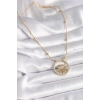 316L Çelik Gold Renk Zirkon Taşlı Göz Model Kadın Kolye - TJ-BKO9404
