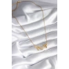 316L Çelik Gold Renk Zirkon Taşlı Kanatlı Kalp Model Kadın Kolye - TJ-BKO8290