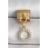 316L Çelik Gold Renk Zirkon Taşlı Sallantı Güneş Model Nomination Charm 5886