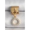 316L Çelik Gold Renk Zirkon Taşlı Sallantı Güneş Model Nomination Charm - TJ-BC1353