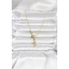 316L Çelik Gold Renk Zirkon Taşlı Y Kadın Kolye 5886