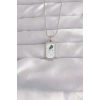 316L Çelik Gümüş Renk Beyaz Mineli Tarot Kolye - TJ-BKO9048