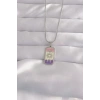 316L Çelik Gümüş Renk Karışık Mineli Ay Figür Tarot Kolye - TJ-BKO9044