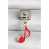 316L Çelik Gümüş Renk Kırmızı Müzik Nota Model Nomination Charm 5886