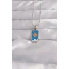 316L Çelik Gümüş Renk Mavi Mineli Güneş Model Tarot Kolye - TJ-BKO9042