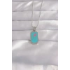 316L Çelik Gümüş Renk Mavi Mineli Tarot Kolye - TJ-BKO9046
