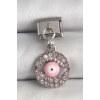 316L Çelik Gümüş Renk Sallantı Zirkon Taşlı Pembe Göz Model Nomination Charm - TJ-BC1373