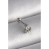 316L Çelik Gümüş Renk Üçgen Zirkon Taşlı Tragus Piercing - TJ-PR1239