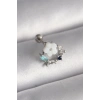316L Çelik Gümüş Renk Zirkon Taş Detay Beyaz Çiçek Model Tragus Piercing 5886