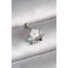 316L Çelik Gümüş Renk Zirkon Taş Detay Beyaz Çiçek Model Tragus Piercing - TJ-PR1359
