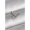 316L Çelik Gümüş Renk Zirkon Taş Detay Kanat Model Tragus Piercing 5886
