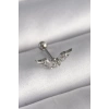 316L Çelik Gümüş Renk Zirkon Taş Detay Kanat Model Tragus Piercing - TJ-PR1291
