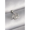 316L Çelik Gümüş Renk Zirkon Taş Detay Kurdele Model Tragus Piercing 5886