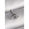 316L Çelik Gümüş Renk Zirkon Taşlı Göz Tragus Piercing - TJ-PR1253