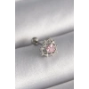 316L Çelik Gümüş Renk Zirkon Taşlı Kalp Tragus Piercing 5886