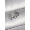 316L Çelik Gümüş Renk Zirkon Taşlı Kelebek Model Tragus Piercing - TJ-PR1327