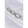 316L Çelik Gümüş Renk Zirkon Taşlı Model 3lü Halka Küpe - TJ-BKP9008