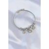 316L Çelik Gümüş Renk Zirkon Taşlı Model Charm Bileklik - TJ-BB6090