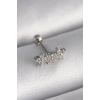316L Çelik Gümüş Renk Zirkon Taşlı Yonca Tragus Piercing 5886