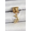 316L Çelik Sallantılı Zirkon Taşlı Ay Model Gold Renk Nomination Charm - TJ-BC1431