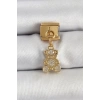 316L Çelik Sallantılı Zirkon Taşlı Ayıcık Model Gold Renk Nomination Charm - TJ-BC1413