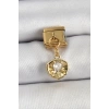 316L Çelik Sallantılı Zirkon Taşlı İstiridye Model Gold Renk Nomination Charm - TJ-BC1426