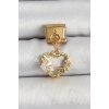 316L Çelik Sallantılı Zirkon Taşlı Kalp Model Gold Renk Nomination Charm 5886