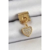 316L Çelik Sallantılı Zirkon Taşlı Kalp Model Gold Renk Nomination Charm - TJ-BC1401