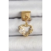 316L Çelik Sallantılı Zirkon Taşlı Kalp Model Gold Renk Nomination Charm - TJ-BC1409