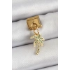 316L Çelik Sallantılı Zirkon Taşlı Palmiye Ağacı Model Gold Renk Nomination Charm - TJ-BC1398
