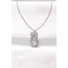 316L Çelik Silver Renk Zirkon Taşlı Kalpli Fiyonk Kolye - TJ-BKO8519