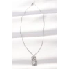 316L Çelik Silver Renk Zirkon Taşlı Kalpli Fiyonk Kolye - TJ-BKO8519