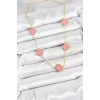 316L Çelik Zincir Gold Pembe Renk Yonca Kadın Kolye - TJ-BKO10583
